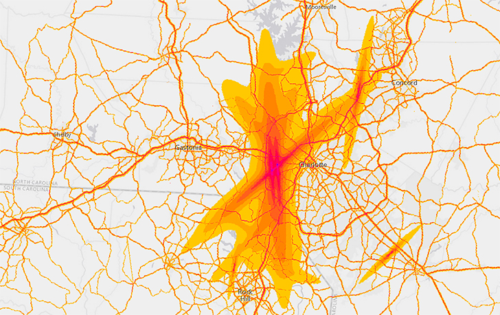 The FAA’s New Map Shows How How Much Airplane Noise Each Home In Charlotte Hears