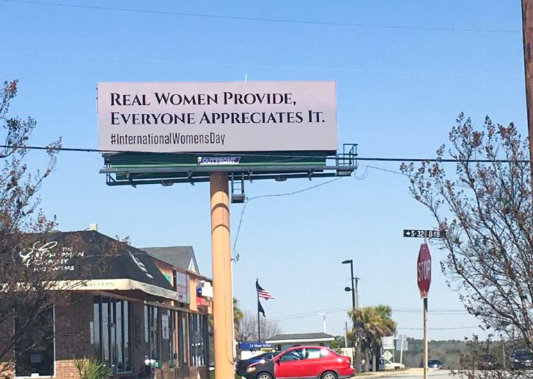 “Real Women Provide” Billboard Has Been Put Up To Counter The “Real Men Provide” Billboard