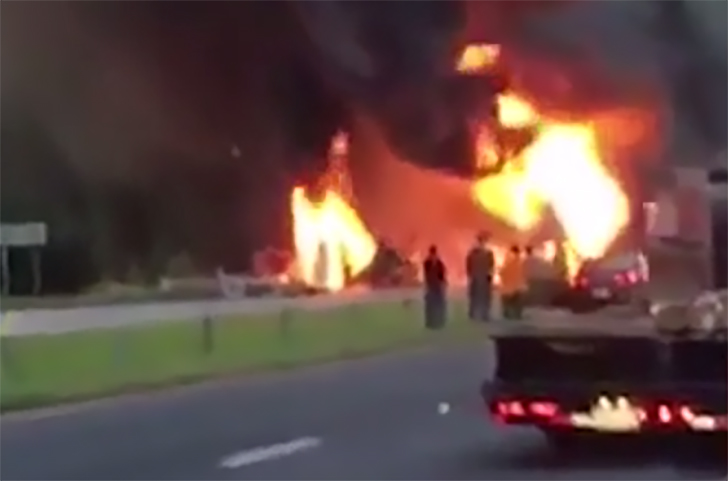 I-85 Burst Into Flames After Two Tractor Trailers Crashed Head-On