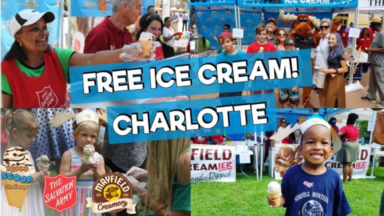 Free Ice Cream Scoops Given Out Today At Trade and Tryon w/ 10,000 Scoop Goal