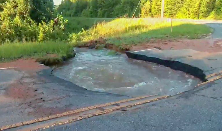 Sink Hole Formed Under Charlotte Road