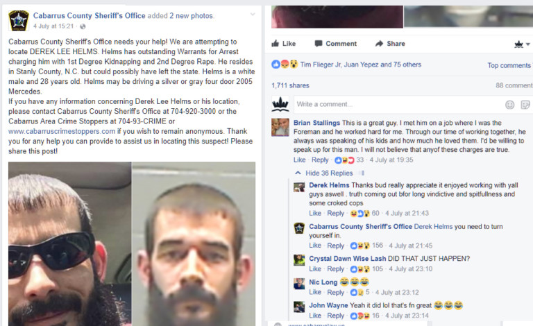 Rape and Kidnapping Fugitive Replies To His Own Wanted Facebook Post