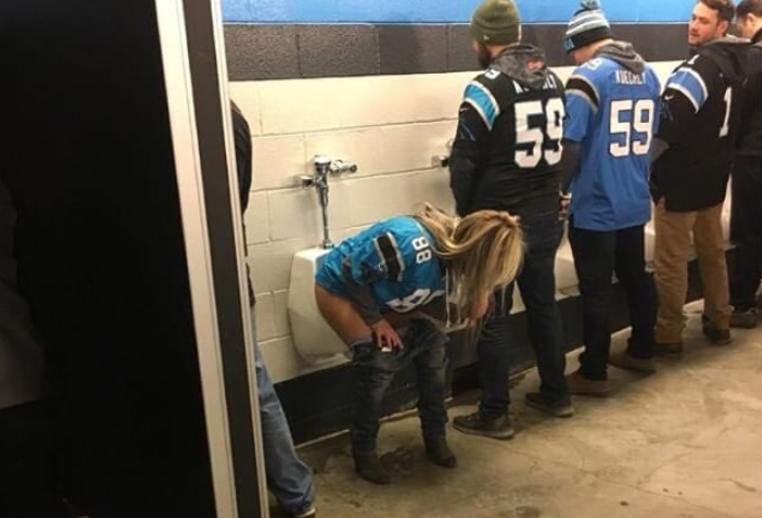 Woman Uses Urinal At Today’s Panthers Game