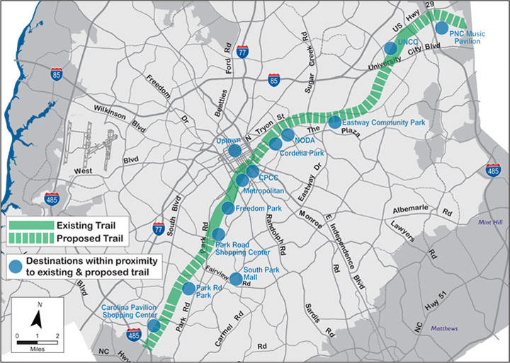Rail Trail in Charlotte, Charlotte Rail Trail Map