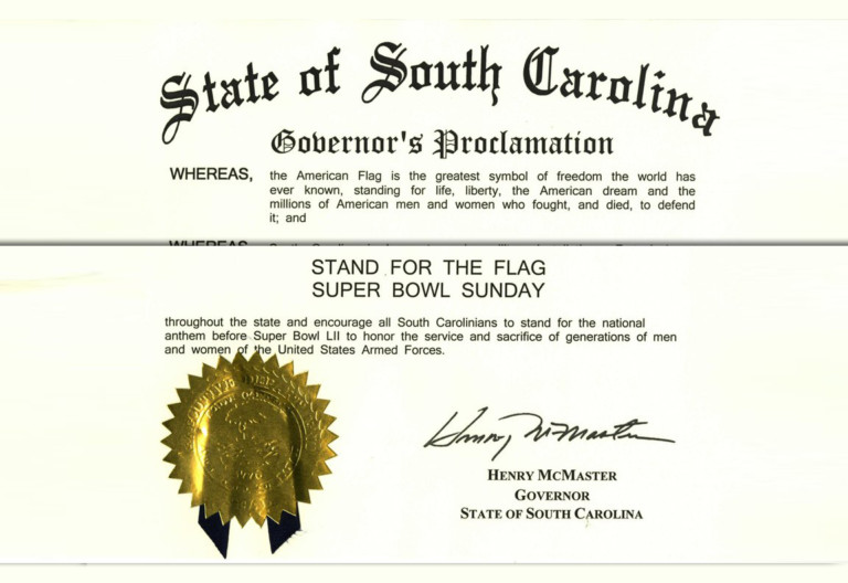 Governor Issues Proclamation Asking All SC Residents To Stand For National Anthem