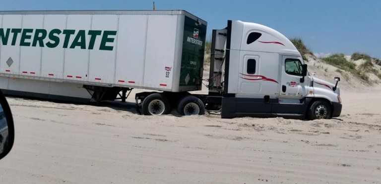 Truck Driver Gets Stranded on North Carolina Beach After Following GPS