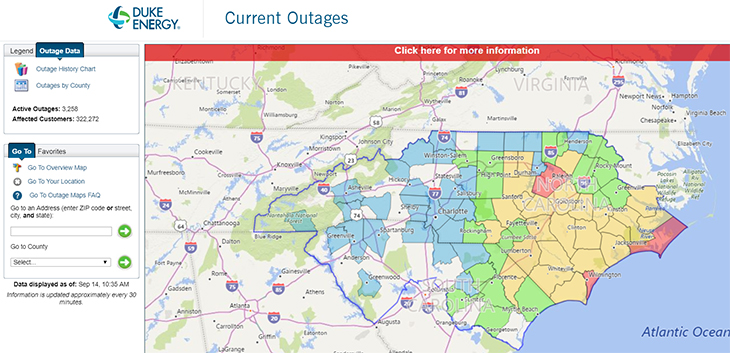 power outage map duke energy Duke Energy Is Already Reporting Over 300 000 Power Outages In power outage map duke energy