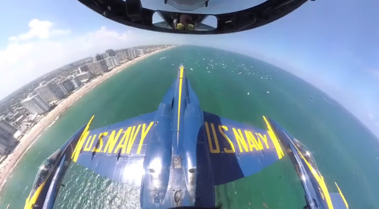 US Navy’s Blue Angels Recreate Top Gun’s ‘Inverted’ Maneuver Off East Coast in New Viral Video