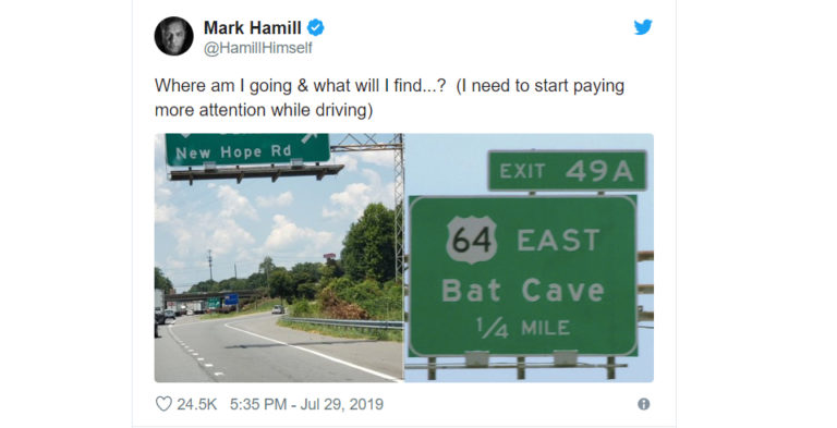 Luke Skywalker Just Tweeted 2 Charlotte Area Road Signs While Driving Through Our Area