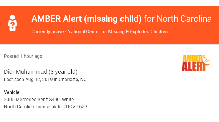 CMPD Issues Amber Alert For Missing 3-Year-Old Girl