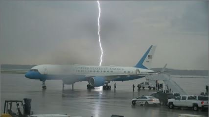 Trump Cancels Trip To Outer Banks After Lightning Storm Surrounds Air Force One in NC Airport