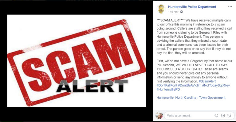 Huntersville Police Department Just Released A Warning About New Phone Scams