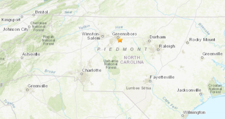 2.3 Magnitude Earthquake Just Struck North Carolina, About 70 Miles North of Charlotte