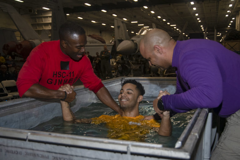 Gaston County Sailor baptized at sea aboard USS Harry S Truman