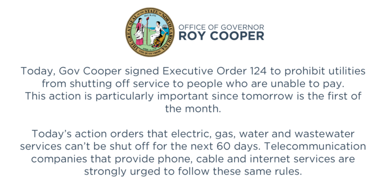 NC Governor Signs New Order To Prohibit Utilities From Cutting Service Or Charging Late Fees