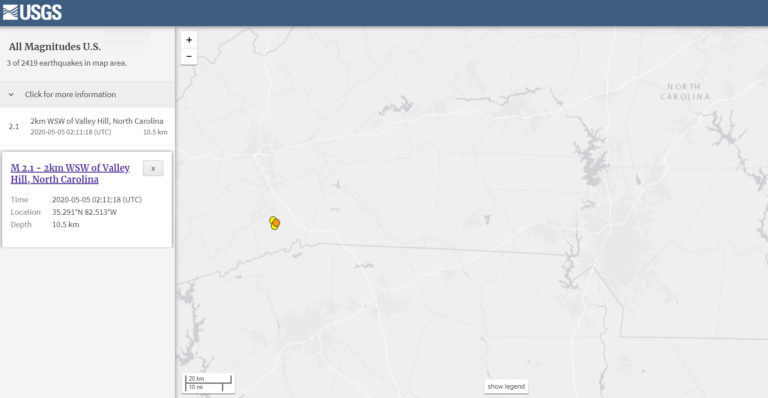 3 Earthquakes Just Rocked North Carolina Between Charlotte and Tennessee Border