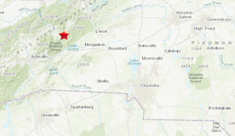 2.0 Magnitude Earthquake Just Hit North Carolina, About 70 Miles North-West of Charlotte