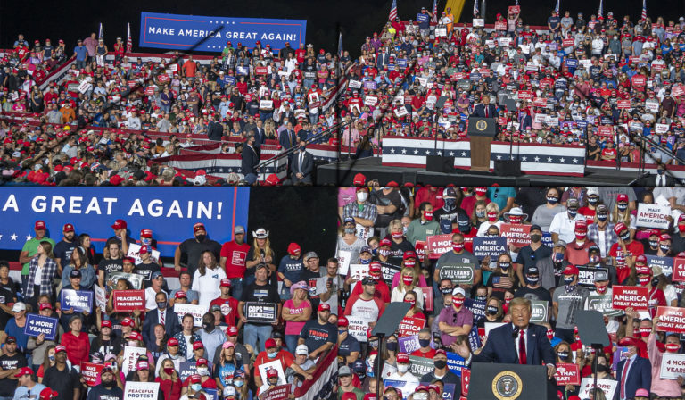 Masks Were Only Required For Those In Front Of Camera At Overcapacity Gastonia Trump Rally