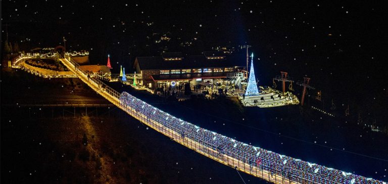 America’s Longest Pedestrian Bridge Lit Up For Christmas Just A Few Hours West of Charlotte