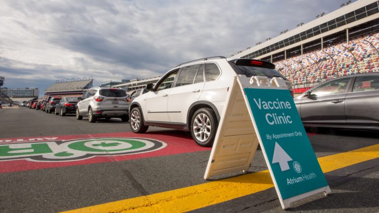 North Carolina’s First Drive-Thru Vaccination Clinic Opens At The Charlotte Motor Speedway