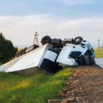 Hard truck crash at the freeway.