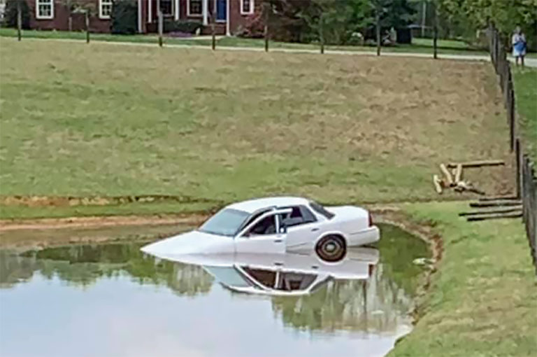 Charlotte Man Drives Car Into Pond After Daring High Speed Police Chase