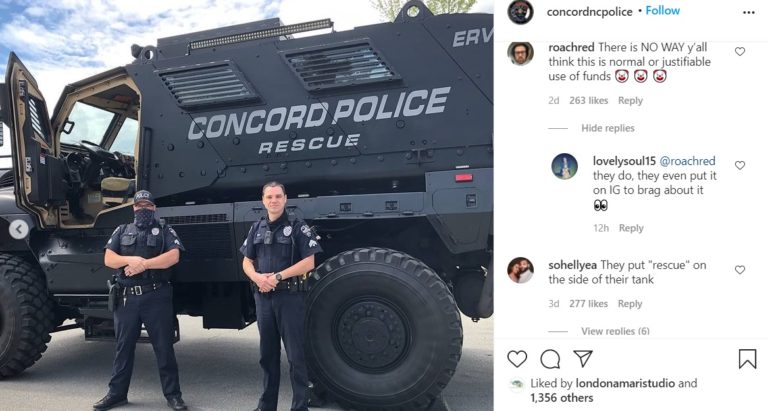 Concord Police Causing Outrage After Posting Photo of Their New $500k ‘Ambush Vehicle’