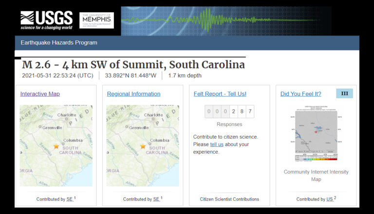 2.6 Magnitude Earthquake Just Struck South Carolina