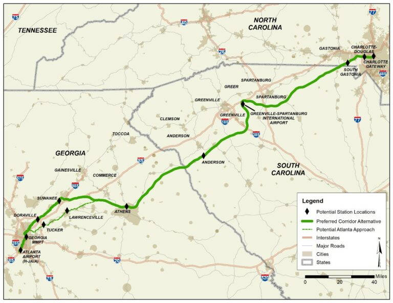 Official Route Confirmed For High-Speed Rail Line Between Charlotte and Atlanta