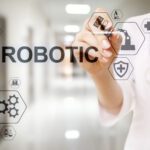 Medical robot rpa automation modern technology in medicine concept.