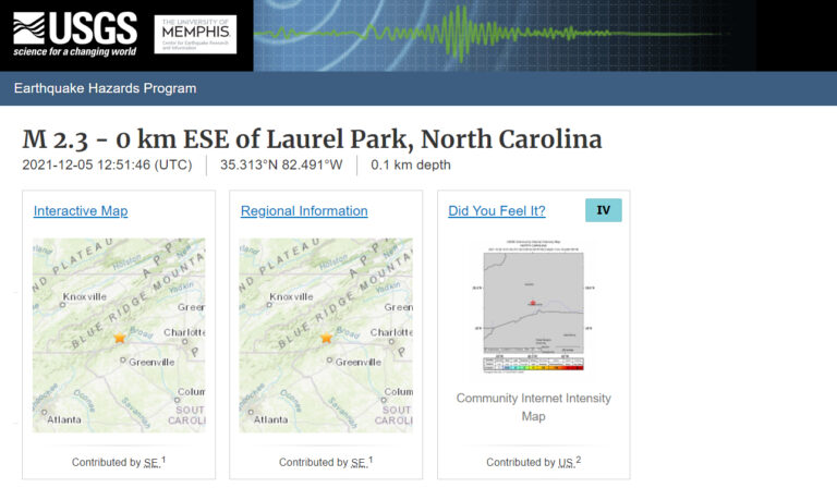 2.3 Magnitude Earthquake Struck Hendersonville, NC