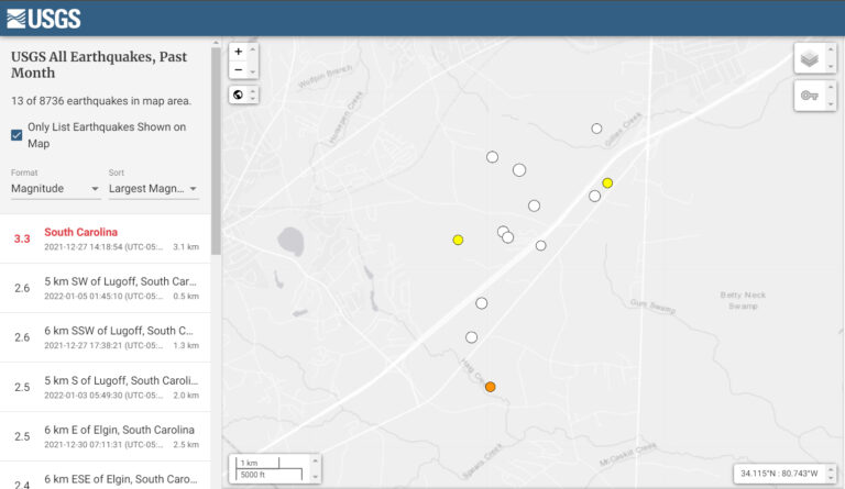 South Carolina Just Experienced Its 12th Aftershock Following The December 26th Quake