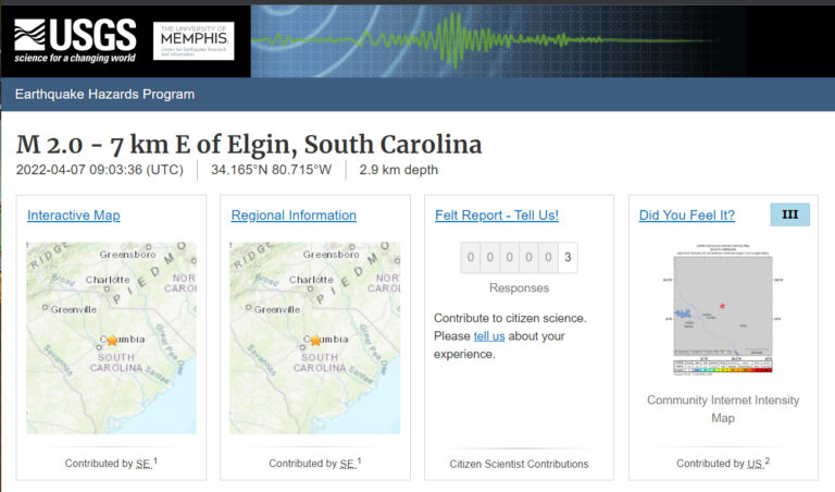 Another 2 M Aftershock Just Shook SC – Totaling 23 Quakes Since Christmas