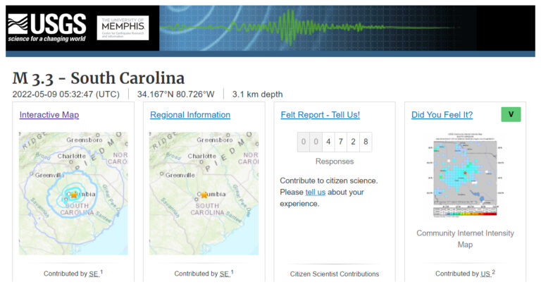 3.3 Magnitude Earthquake Just Struck South Carolina Between Charlotte and Columbia