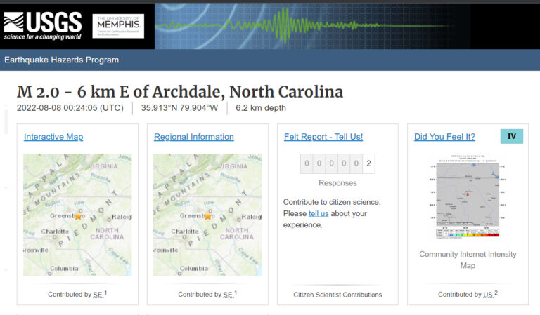 Earthquake Strikes 60 Miles North of Charlotte