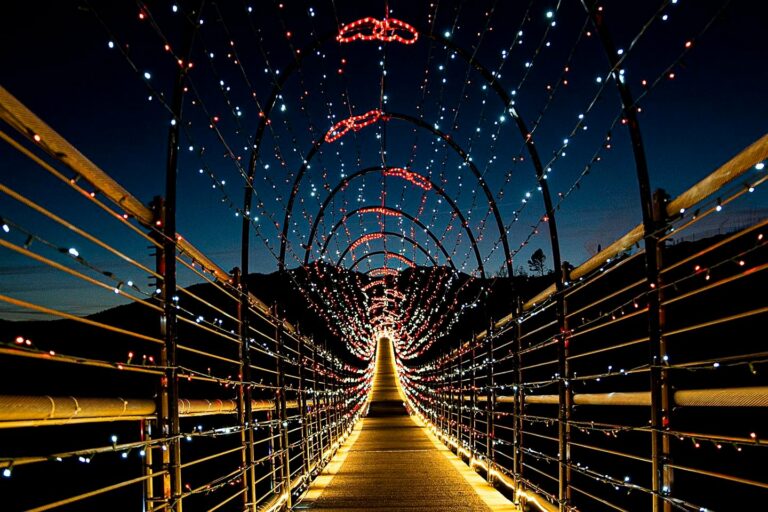 America’s Longest Pedestrian Bridge Lit Up For Christmas Just A Few Hours West of Charlotte