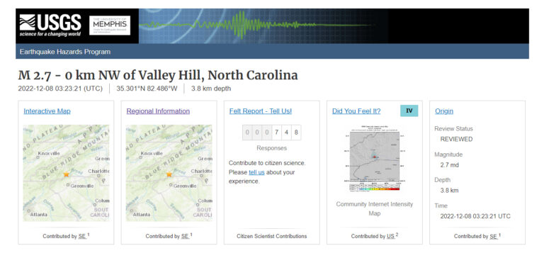 2.7 Magnitude Earthquake Shakes North Carolina Just West of Charlotte