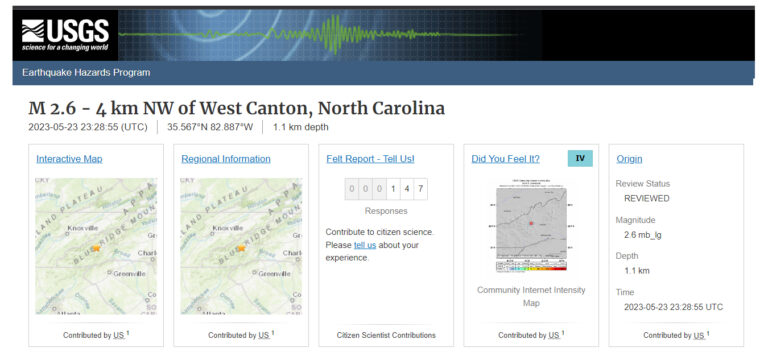 Powerful 2.6 Magnitude Earthquake Shakes NC Mountains Just West of Charlotte