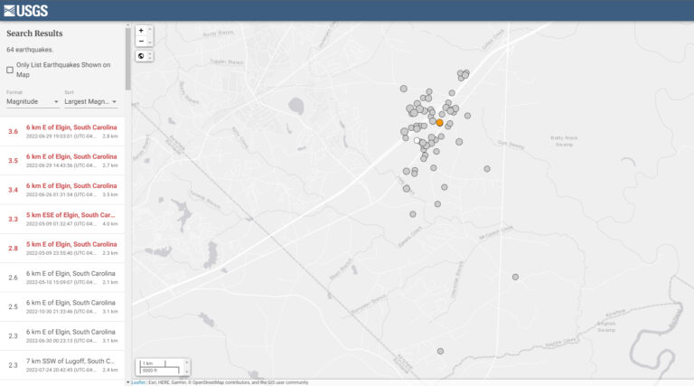 There Have Now Been 64 Earthquakes In A Small Town Between Charlotte and Columbia Over The Past Year