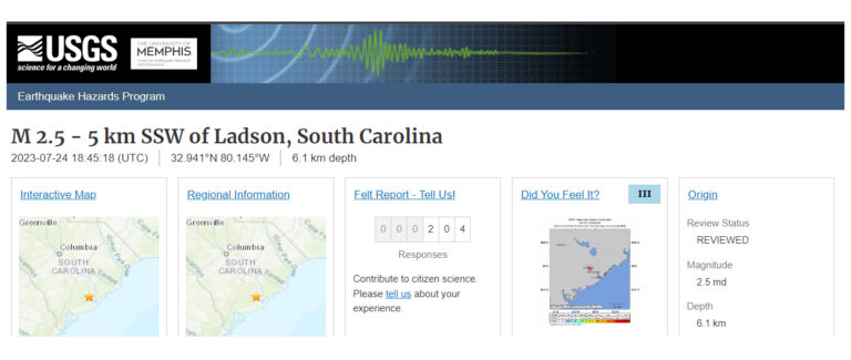 Rare 2.5 M Earthquake Just Struck Charleston, SC