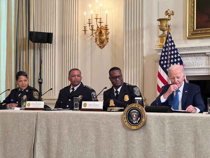 Charlotte Police Chief Jennings Meets With President Biden In Youth Violence Round Table