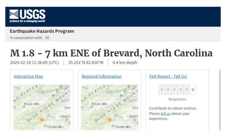 North Carolina’s Rainforest Shaken by Rare Earthquake Yesterday