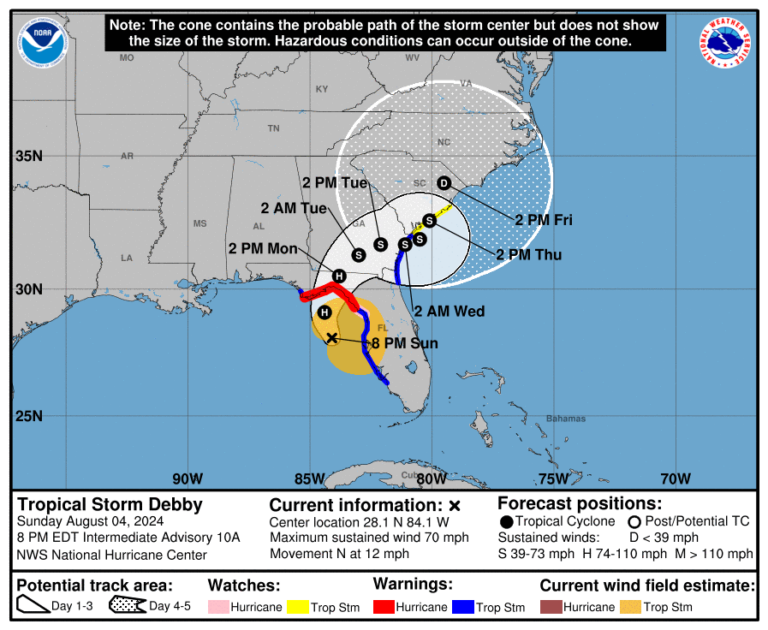 Tropical Storm Debby Is About To Dump Enormous Amounts of Rain On The Carolinas