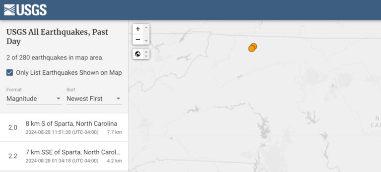 2 Earthquakes Just Rattled The Town of Sparta, NC North of Charlotte