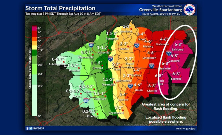 Tropical Storm Debby Slows Down and Turns West: Increased Risk of Major Flooding for Charlotte