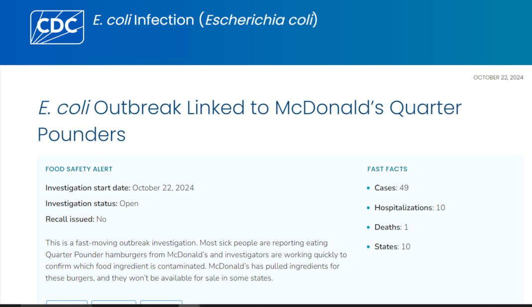 CDC Issues Emergency Alert After Deadly E. Coli Outbreak Linked To McDonald