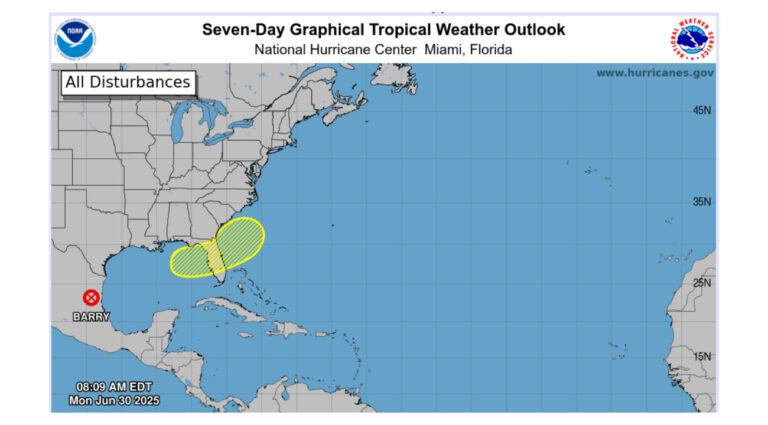 NHC Eyes Low Pressure Near Florida, Carolinas With Chance of Tropical Storm Development