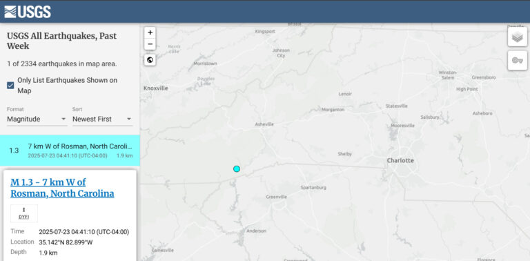 Earthquake Strikes The North Carolina Rainforest Early This Morning