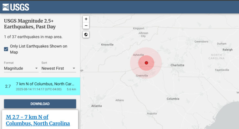 2.7 Magnitude Earthquake Just Struck North Carolina Between Asheville and Charlotte