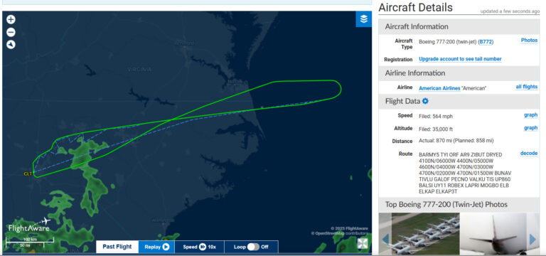 Boeing 777 From Charlotte to Rome Forced Back After Mid-Flight Mechanical Issue
